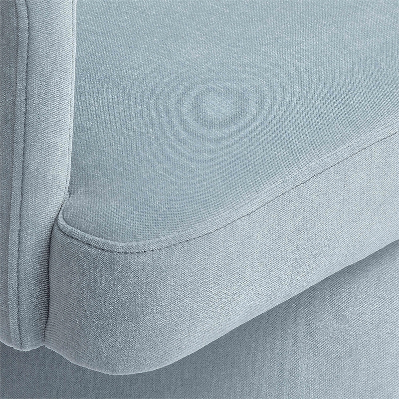 Pemberly Row Faded Blue Upcycled Chenille Rolling Desk Chair