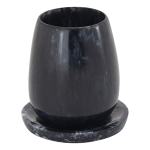 Pemberly Row Contemporary Rounded Black Swirl Resin Kiddush Cup