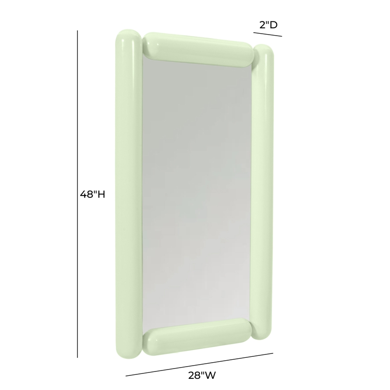 Pemberly Row Contemporary Mint Green Tubular Metal Frame Wall Mirror