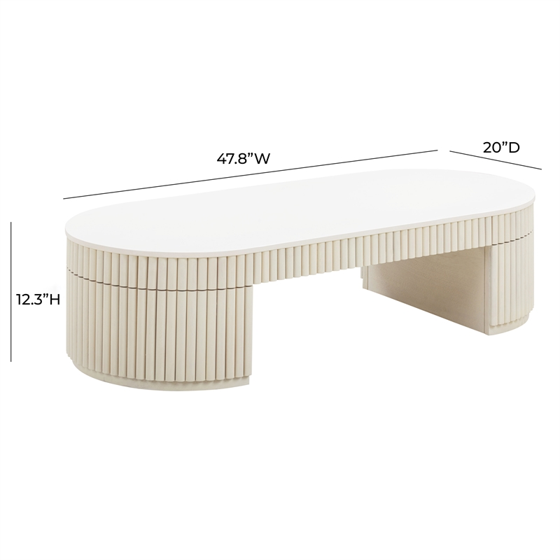 Pemberly Row Handmade Modern / Contemporary Cream Oval Coffee Table