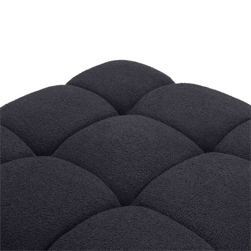 Pemberly Row Contemporary Black Vegan Shearling Modular Ottoman