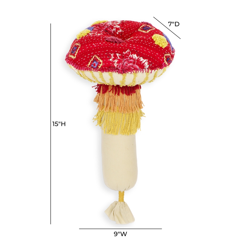 Pemberly Row Handmade Transitional Mushroom Hand Sewn Cotton Pillow