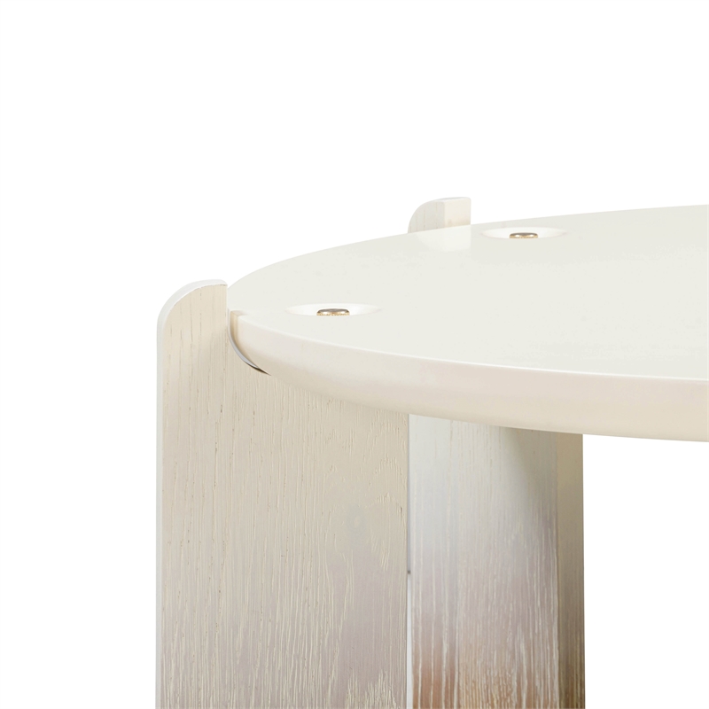 Pemberly Row Handmade Modern Transitional Cream Oak Coffee Table