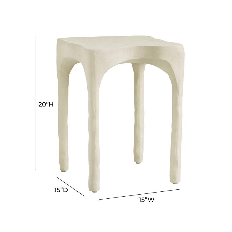 Pemberly Row Handmade Contemporary Skully Cream Textured Side Table