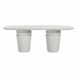 Pemberly Row Light Grey Faux Plaster Indoor/Outdoor Concrete Oval Dining Table