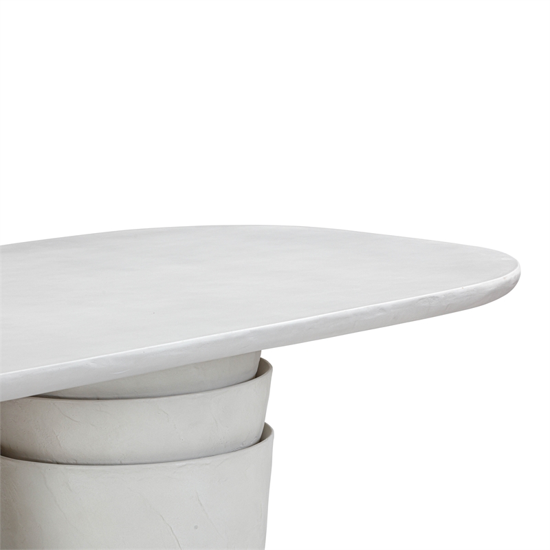 Pemberly Row Light Grey Faux Plaster Indoor/Outdoor Concrete Oval Dining Table