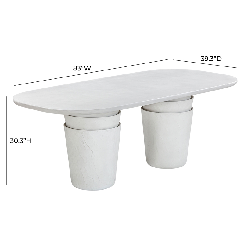 Pemberly Row Light Grey Faux Plaster Indoor/Outdoor Concrete Oval Dining Table