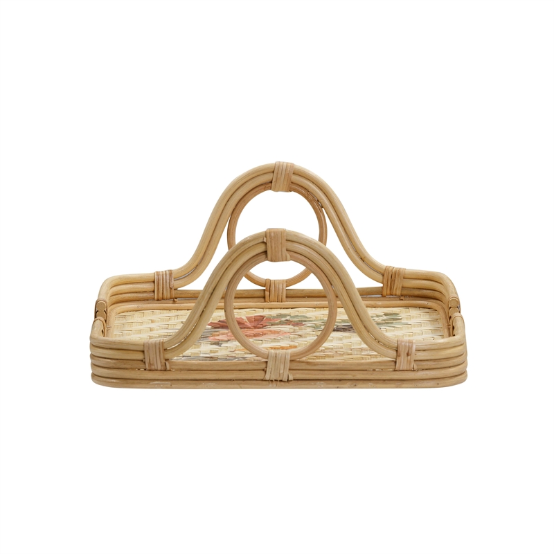 Pemberly Row Contemporary Floral Bamboo Tray - 20.3