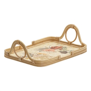 Pemberly Row Contemporary Floral Bamboo Tray - 20.3&quotW x 13.3&quotD x 5.9&quotH