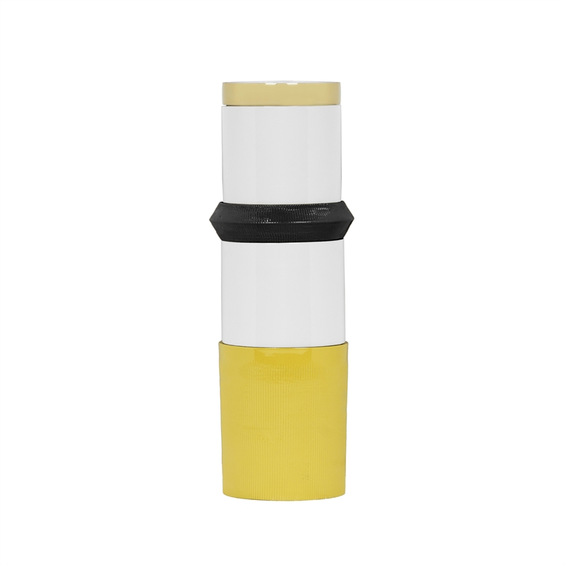 Pemberly Row Handmade Transitional Mustard Yellow Metal Vase