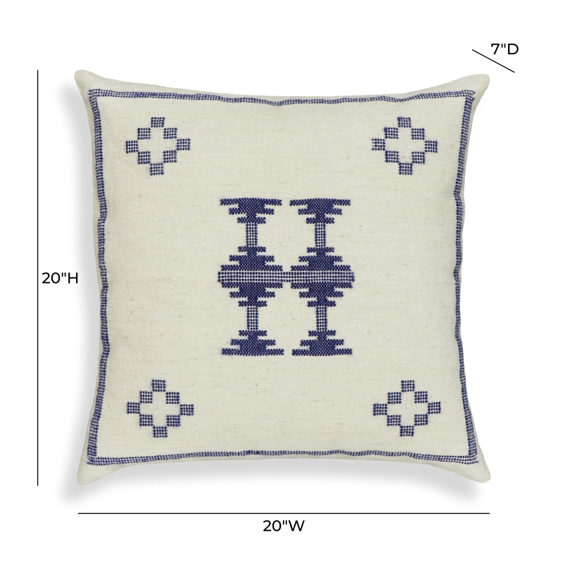 Pemberly Row Contemporary Cream & Indigo Wool 20