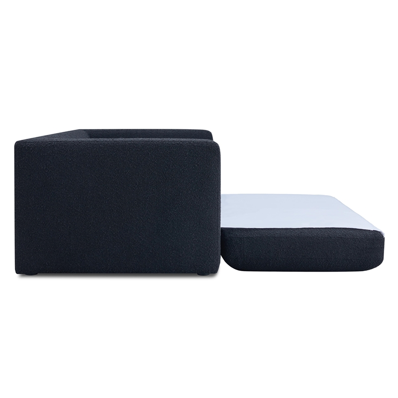 Pemberly Row Modern Transitional Black Finish Boucle Sofa Bed