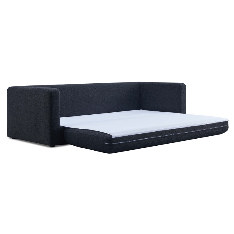 Pemberly Row Modern Transitional Black Finish Boucle Sofa Bed