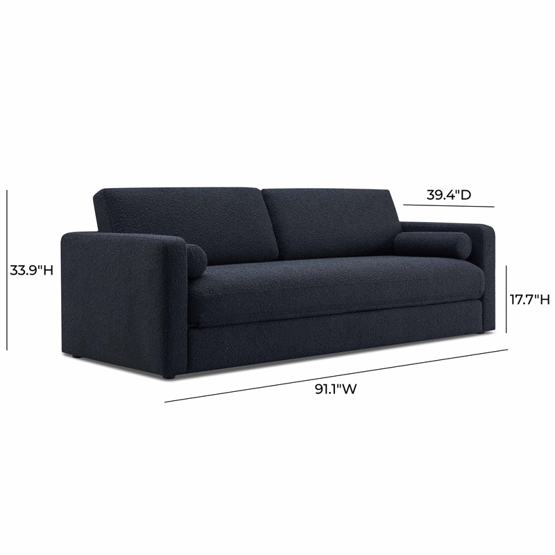 Pemberly Row Modern Transitional Black Finish Boucle Sofa Bed