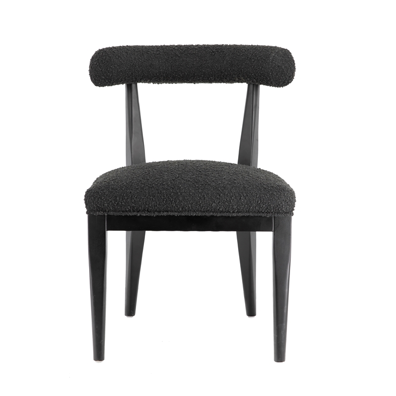 Pemberly Row Transitional Black Boucle Upholstered Dining Chair