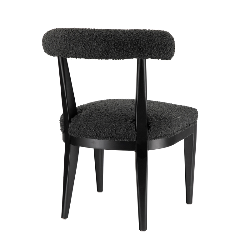 Pemberly Row Transitional Black Boucle Upholstered Dining Chair