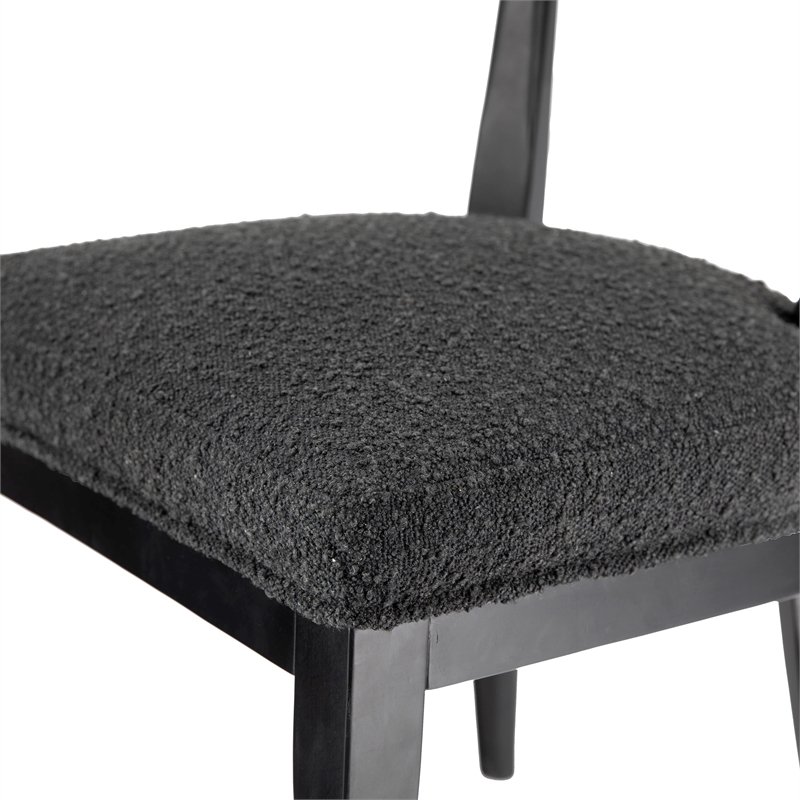 Pemberly Row Transitional Black Boucle Upholstered Dining Chair