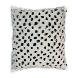 Pemberly Row 15.7x15.7&quot Transitional Goatskin Fabric Pillow in White