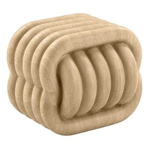 Pemberly Row Love Knot Faux Travertine Indoor / Outdoor Accent Stool
