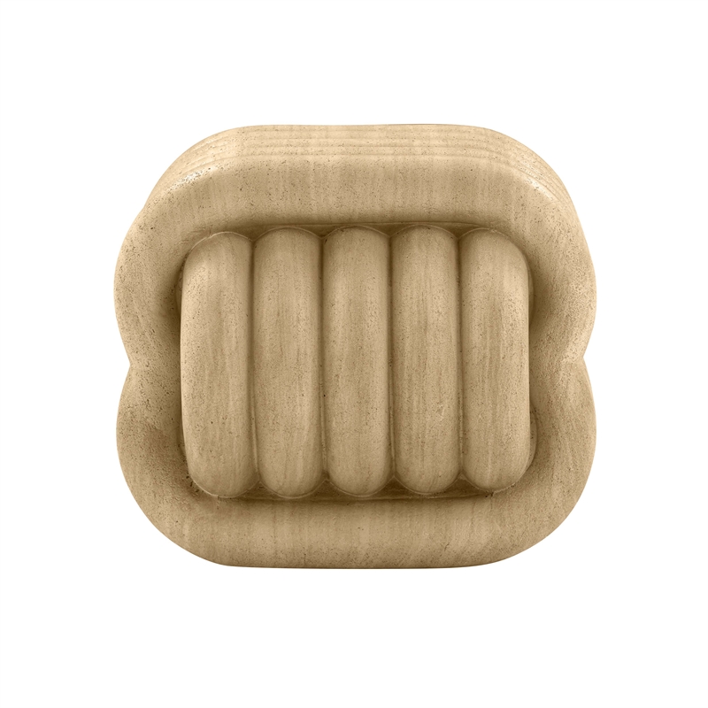 Pemberly Row Love Knot Faux Travertine Indoor / Outdoor Accent Stool