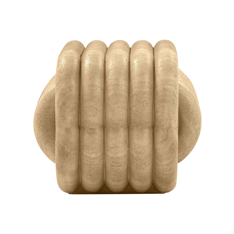 Pemberly Row Love Knot Faux Travertine Indoor / Outdoor Accent Stool