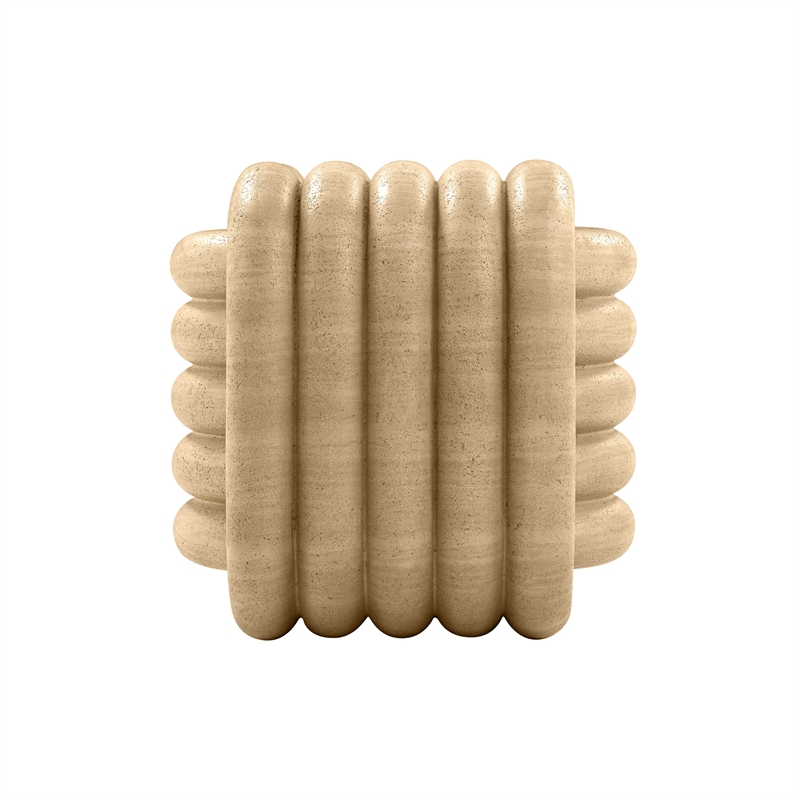 Pemberly Row Love Knot Faux Travertine Indoor / Outdoor Accent Stool