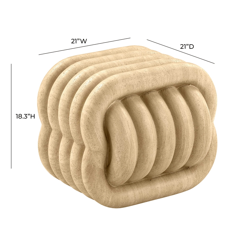 Pemberly Row Love Knot Faux Travertine Indoor / Outdoor Accent Stool