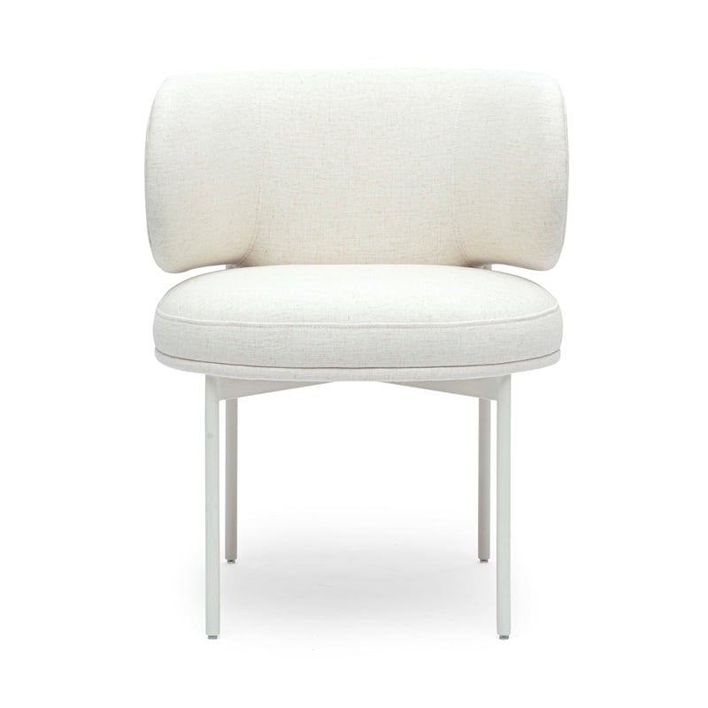 Pemberly Row Contemporary Cream Performance Upcycled Linen Dining Chair