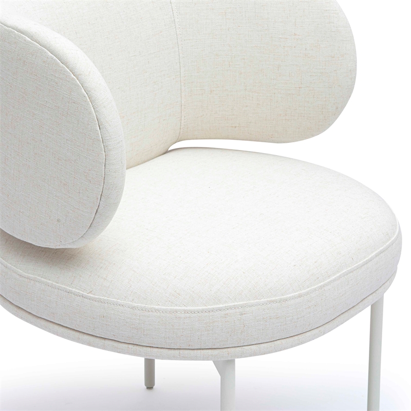 Pemberly Row Contemporary Cream Performance Upcycled Linen Dining Chair