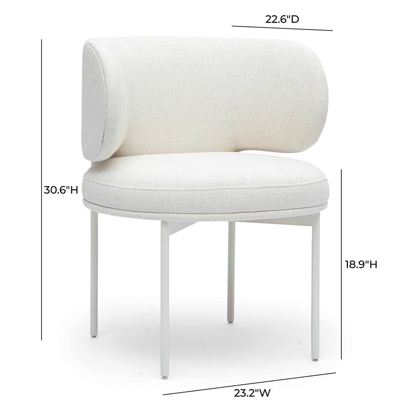 Pemberly Row Contemporary Cream Performance Upcycled Linen Dining Chair