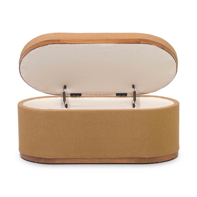 Pemberly Row Modern / Contemporary Peach Boucle Oval Storage Ottoman