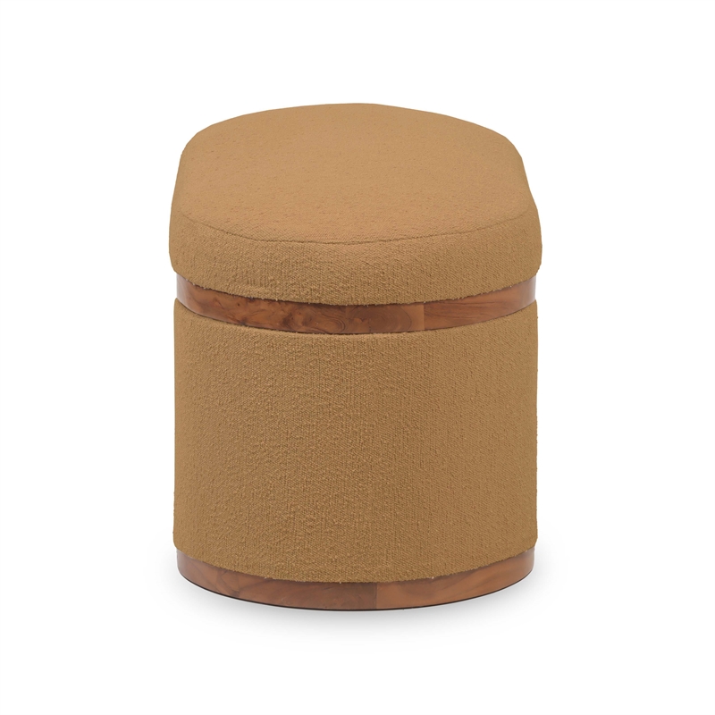 Pemberly Row Modern / Contemporary Peach Boucle Oval Storage Ottoman