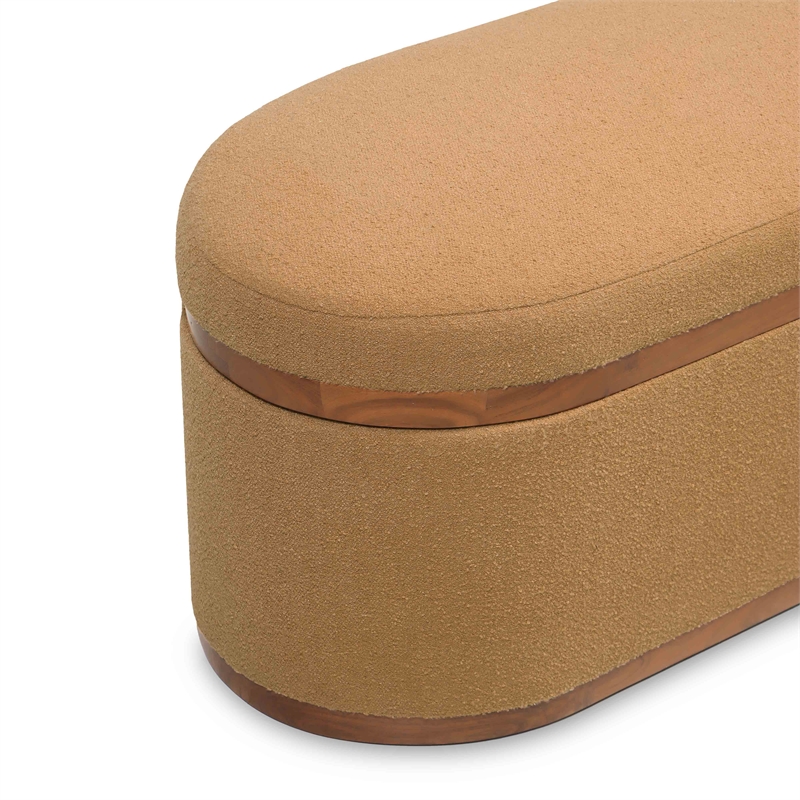 Pemberly Row Modern / Contemporary Peach Boucle Oval Storage Ottoman