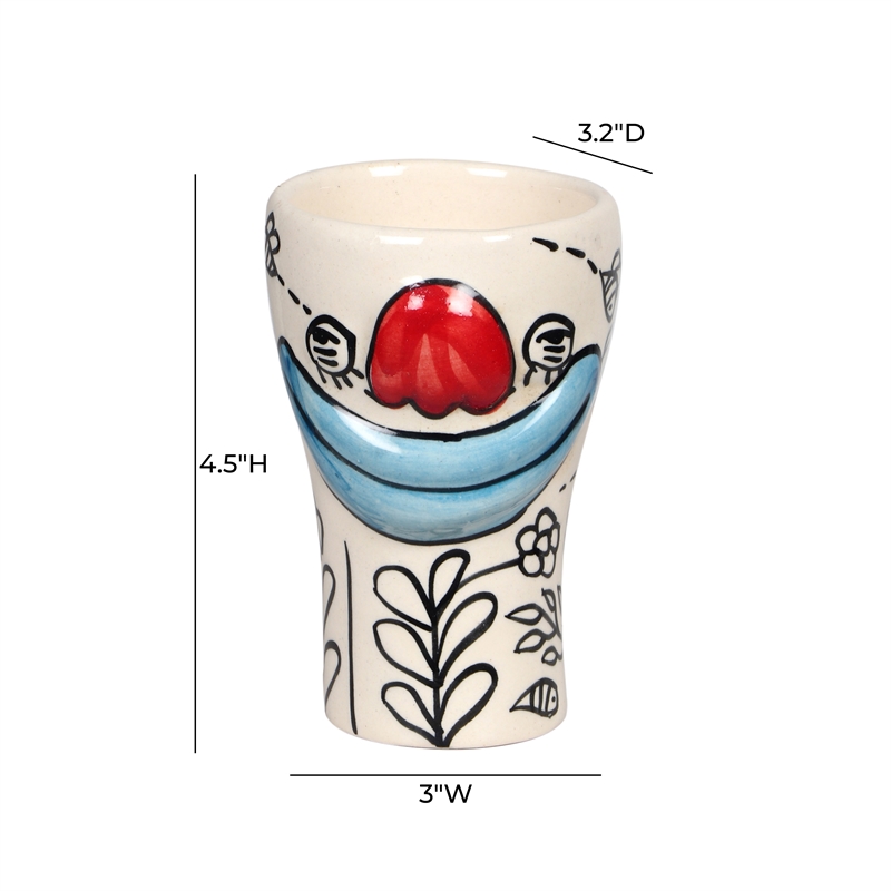 Pemberly Row Transitional 'Goofy' Ceramic Glasses - Set of 4