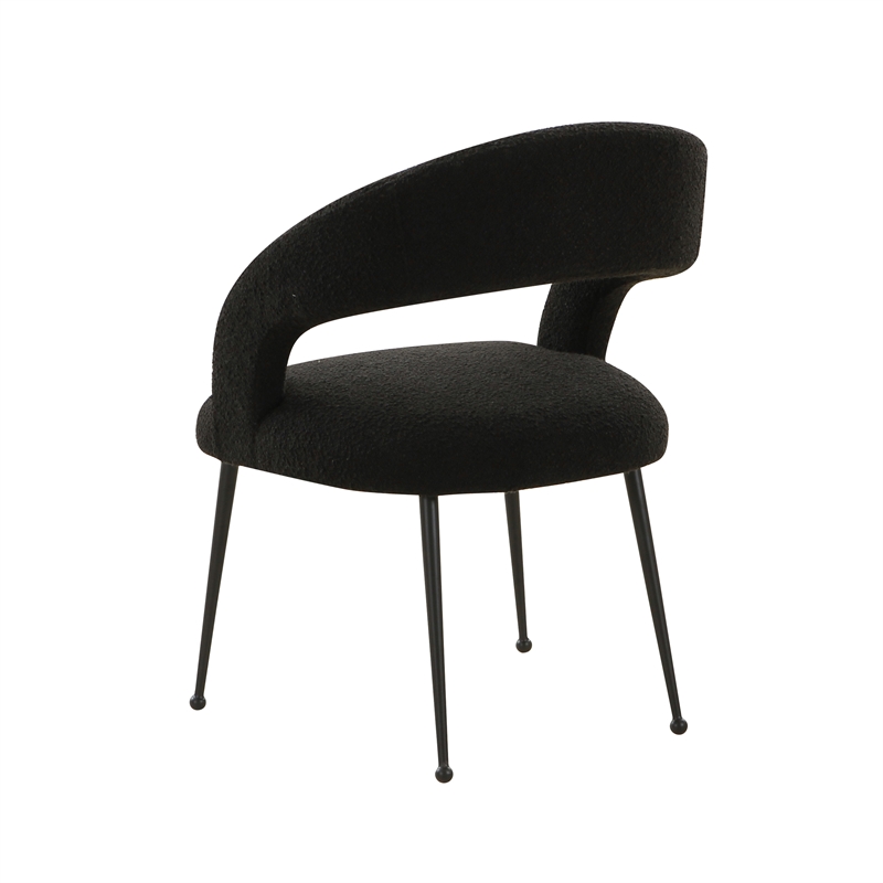 Pemberly Row Handmade Transitional Black Finish Boucle Dining Chair