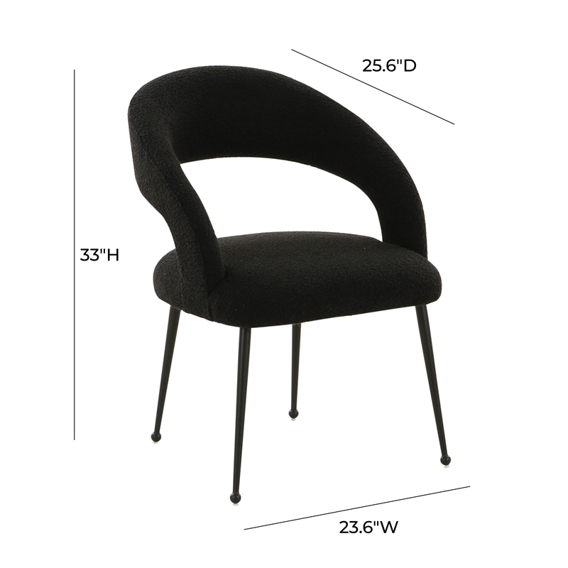 Pemberly Row Handmade Transitional Black Finish Boucle Dining Chair