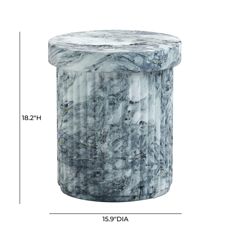 Pemberly Row Marble Pattern Concrete Indoor / Outdoor Side Table