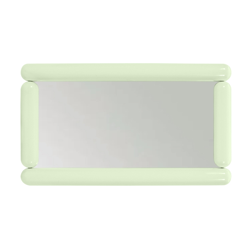 Pemberly Row Contemporary Cream Tubular Metal Frame Wall Mirror