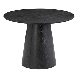 Pemberly Row Handmade Transitional Black Oak Round Dining Table