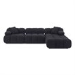 Pemberly Row Black Vegan Shearling 4-piece Modular Sectional