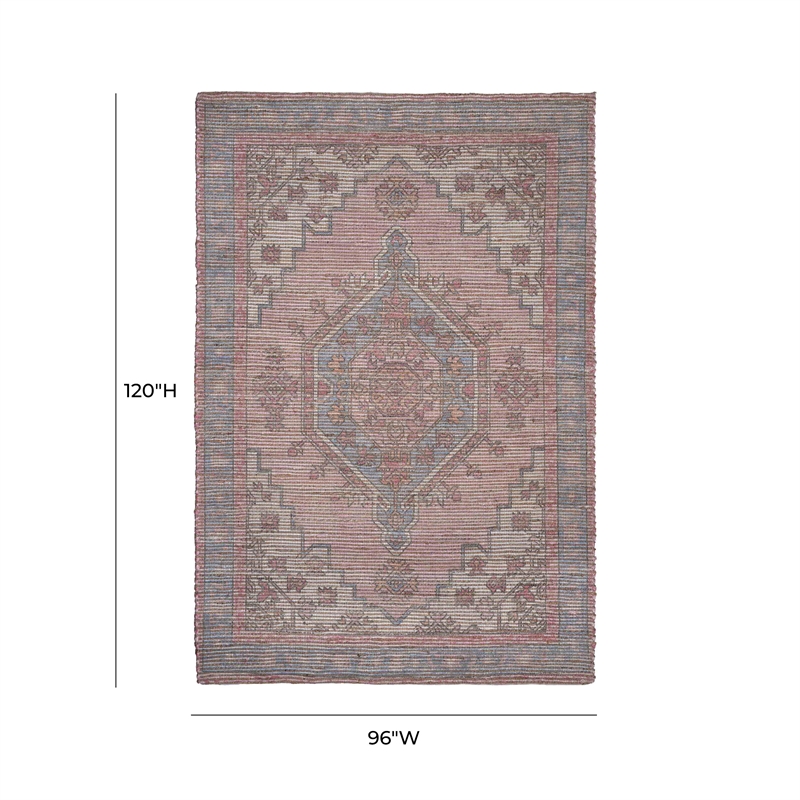 Pemberly Row Transitional Blush Tone 8' x 10' Cotton Area Rug