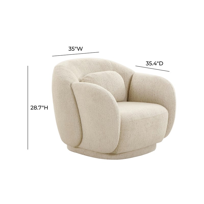 Pemberly Row Handmade Transitional Misty Cream Boucle Accent Chair