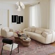 Pemberly Row Handmade Transitional Misty Cream Boucle Accent Chair