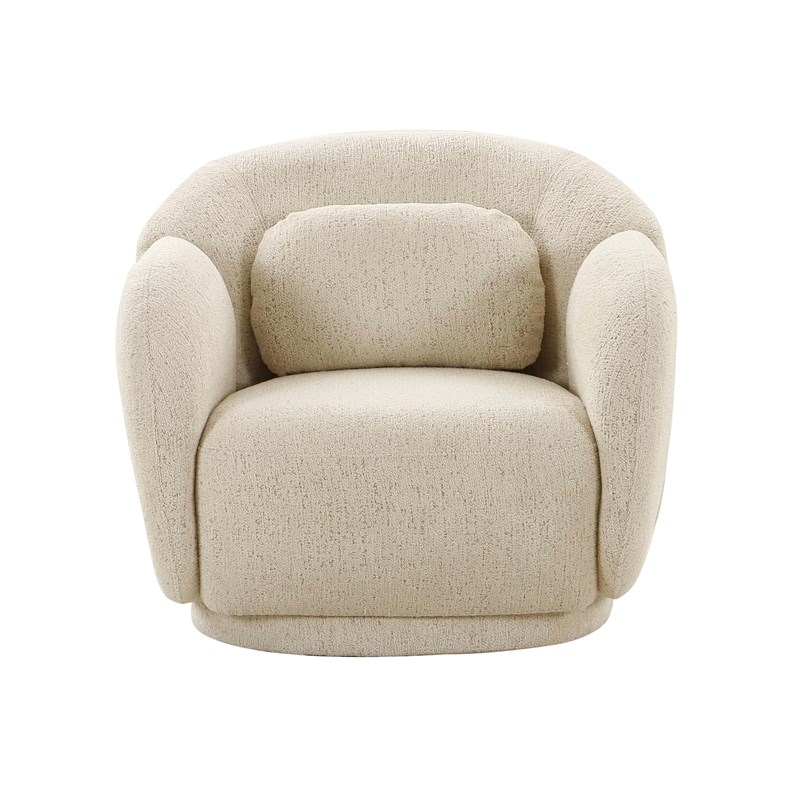 Pemberly Row Handmade Transitional Misty Cream Boucle Accent Chair