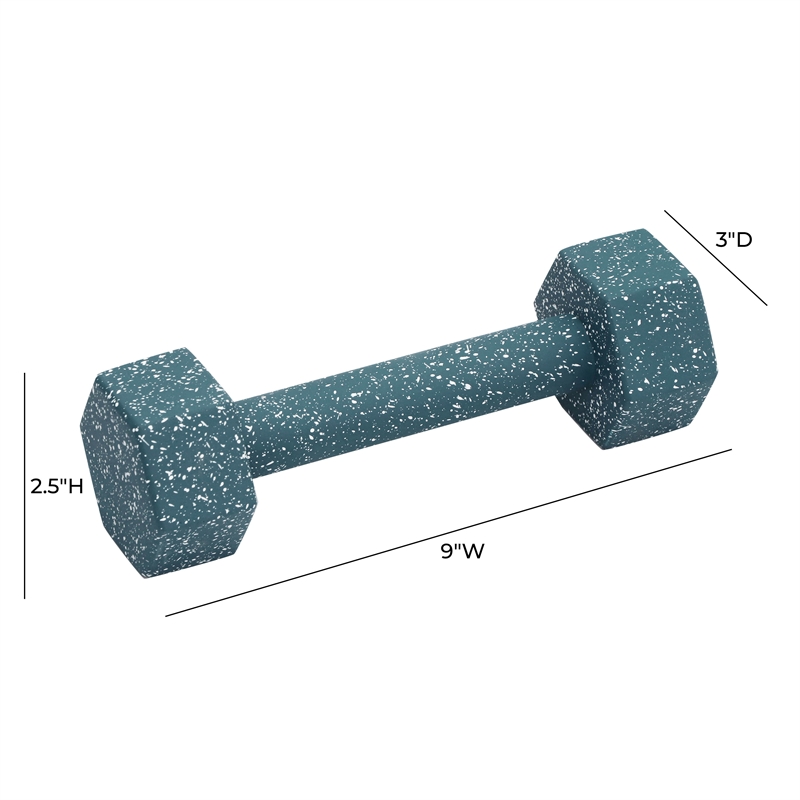 Pemberly Row Modern Transitional Speckled Blue Decorative Dumbbell