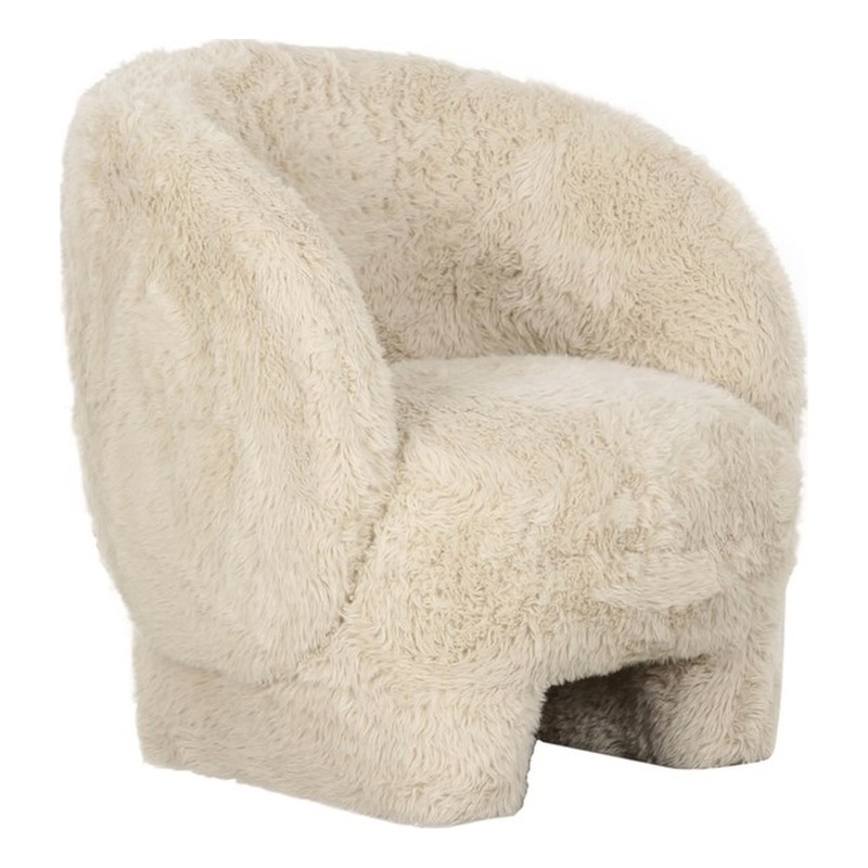 Pemberly Row Transitional Natural Vegan Shearling Accent Chair