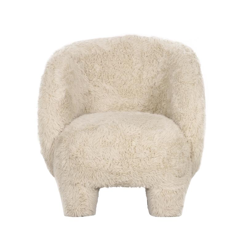 Pemberly Row Transitional Natural Vegan Shearling Accent Chair