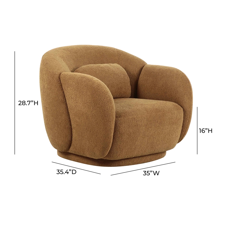 Pemberly Row Handmade Transitional Misty Brown Boucle Accent Chair