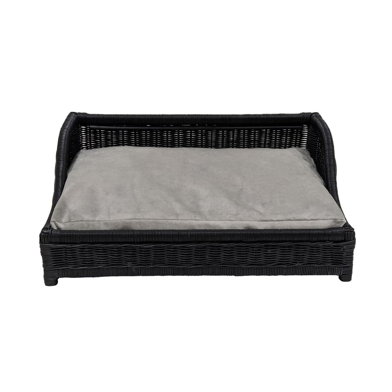 Pemberly Row Modern / Contemporary Black Finish Rattan Small Pet Bed