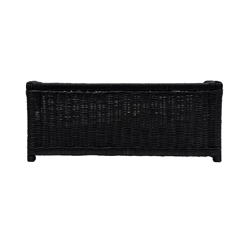 Pemberly Row Modern / Contemporary Black Finish Rattan Small Pet Bed
